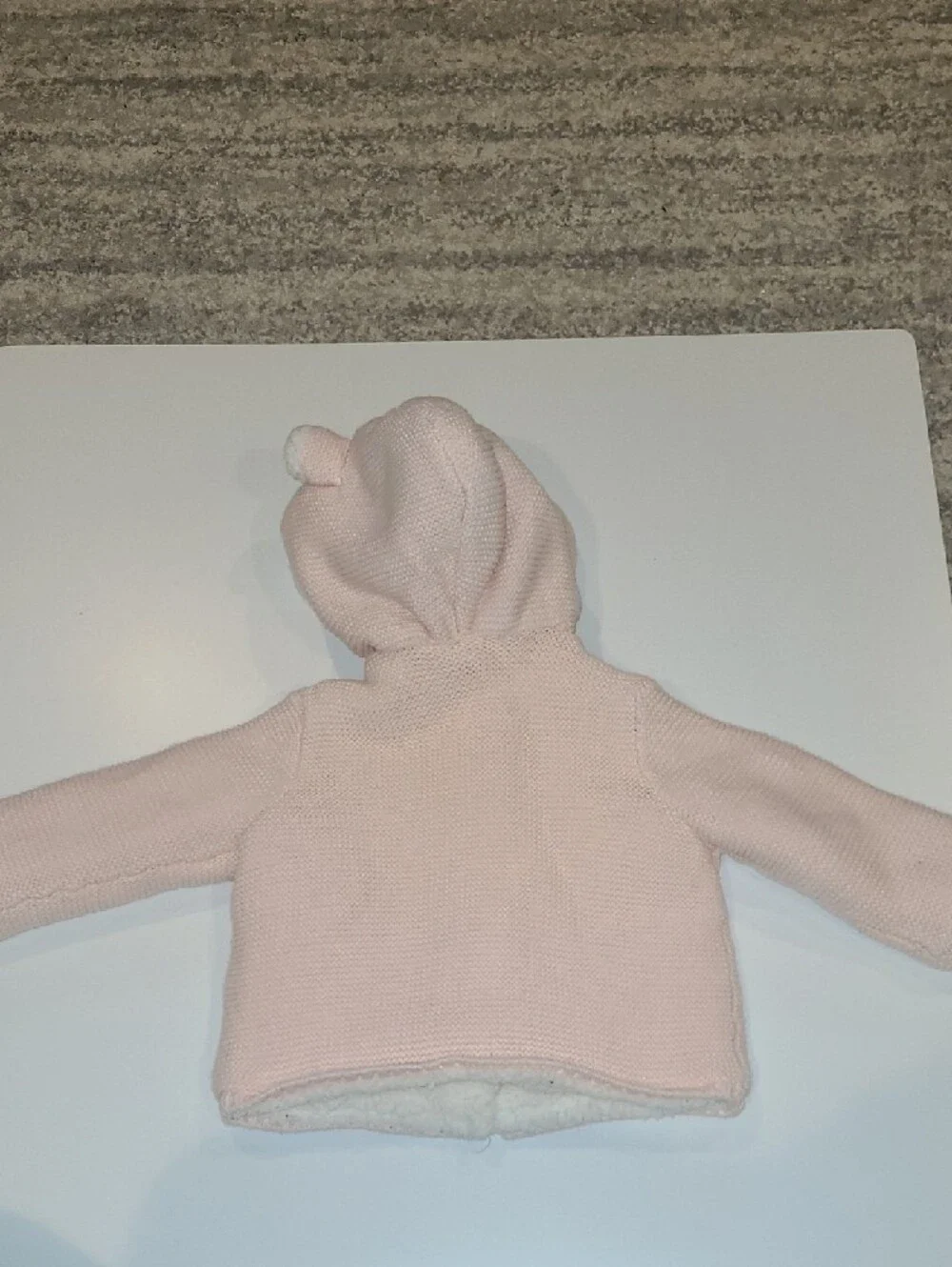 Carter's Light Pink Knit Hooded Jacket with Sherpa Lining Size 6 Months